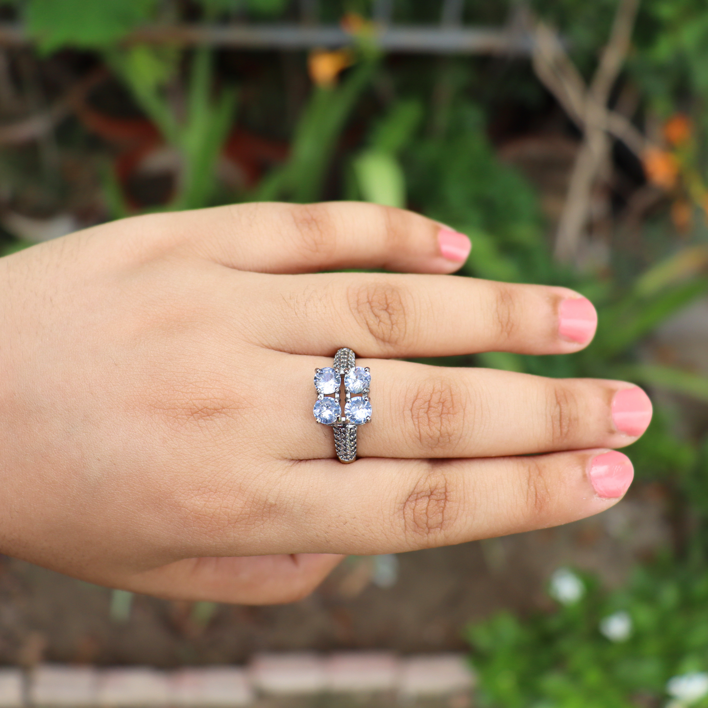 Zirconia QuadraSquare | Oxidized Rhodium Finish | Gold-Plated