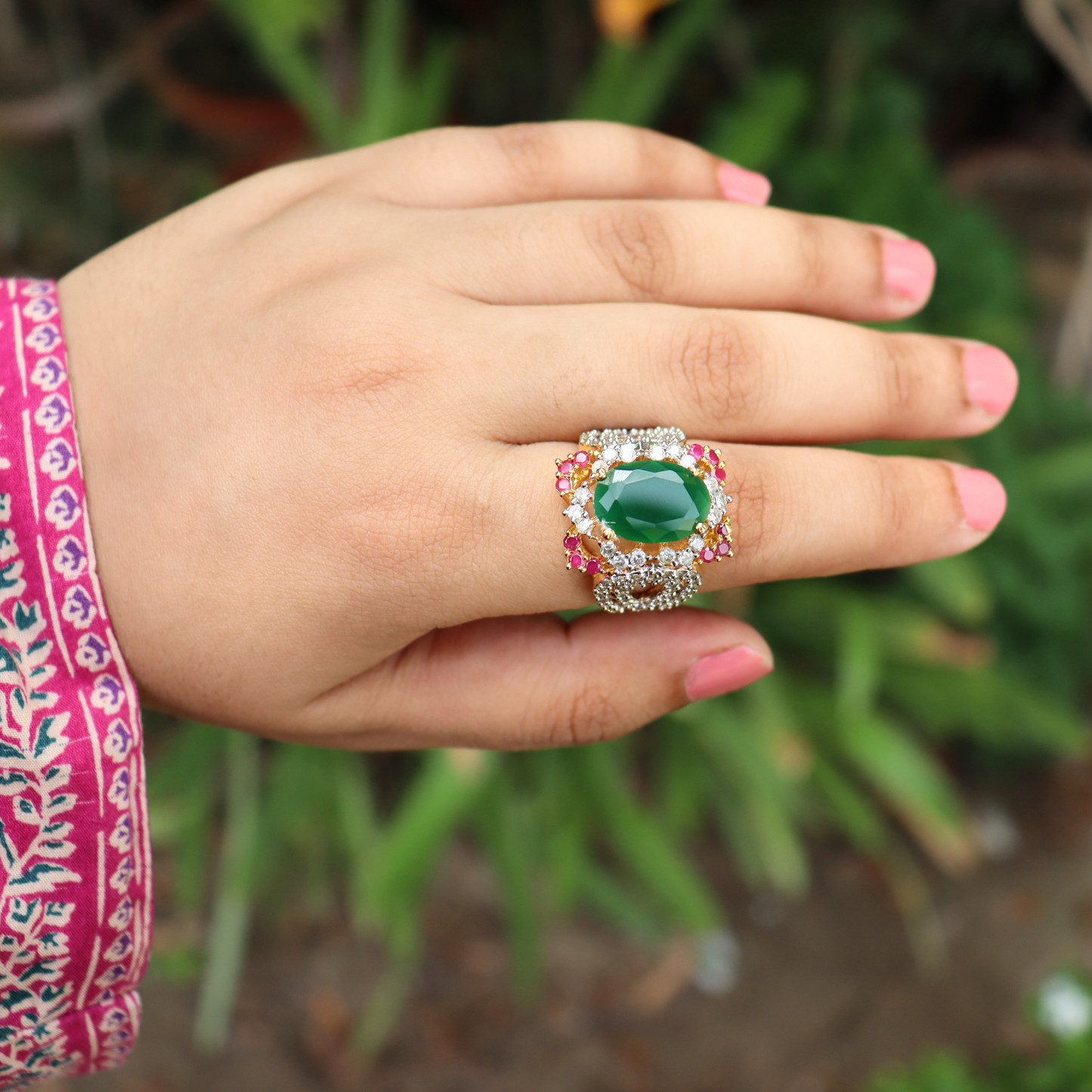 Green Onyx | Gold and Rhodium Plated