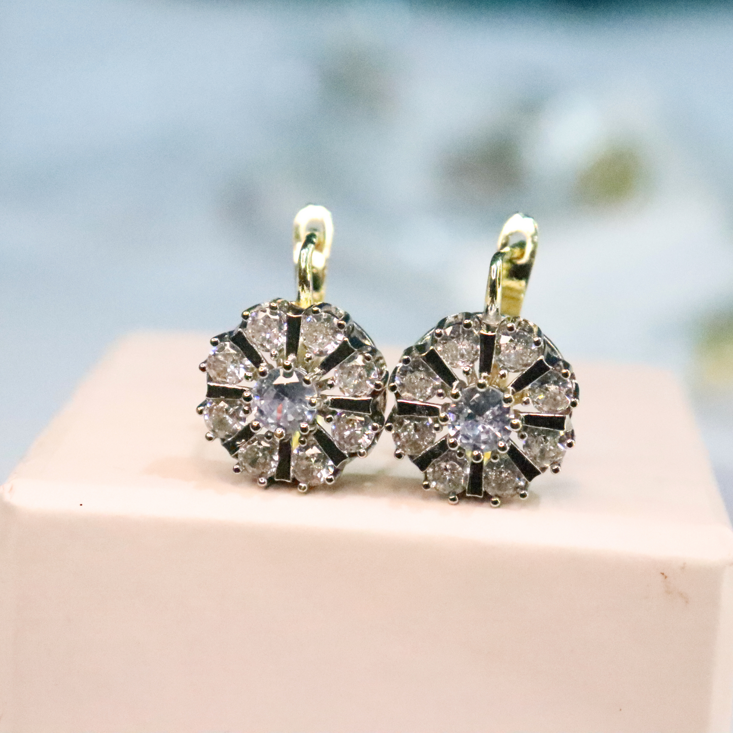 Dewdrop Blossom Studs | Gold-Plated & Rhodium Oxidized