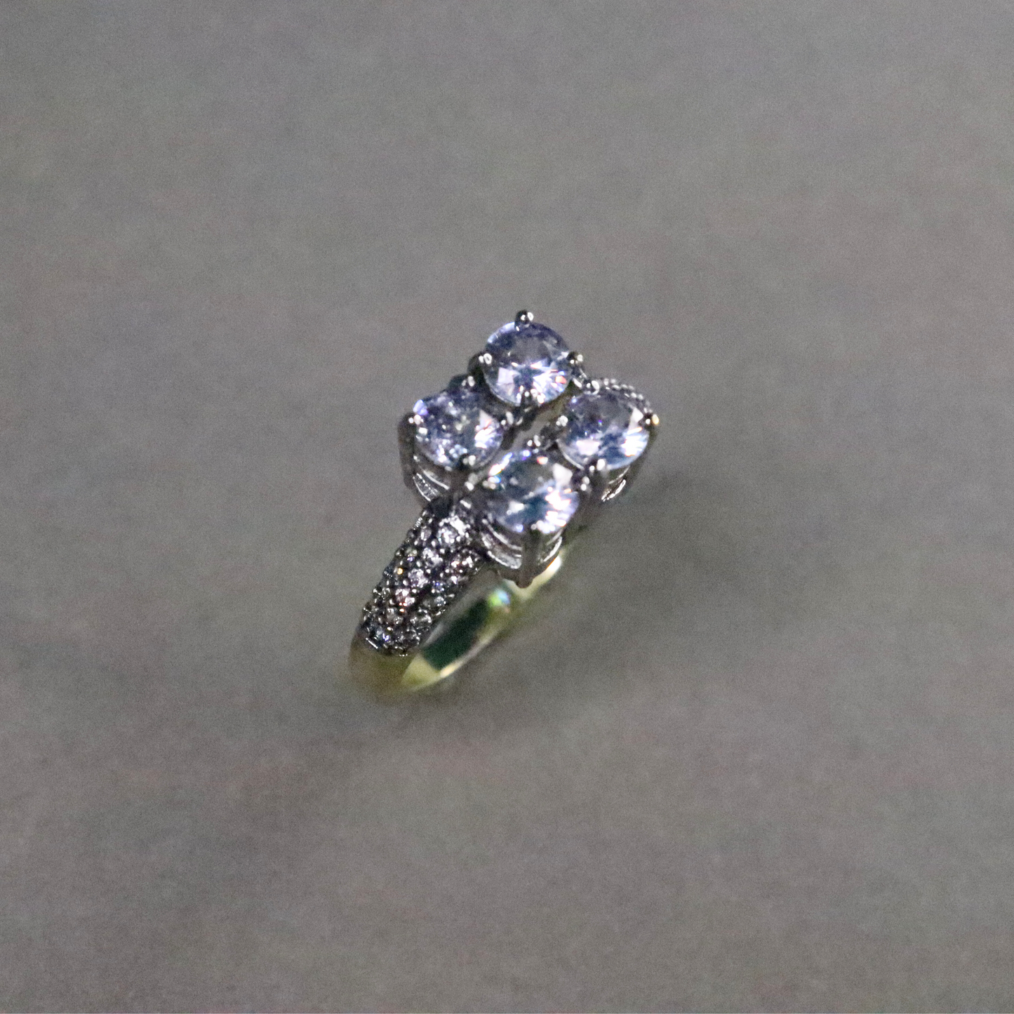 Zirconia QuadraSquare | Oxidized Rhodium Finish | Gold-Plated