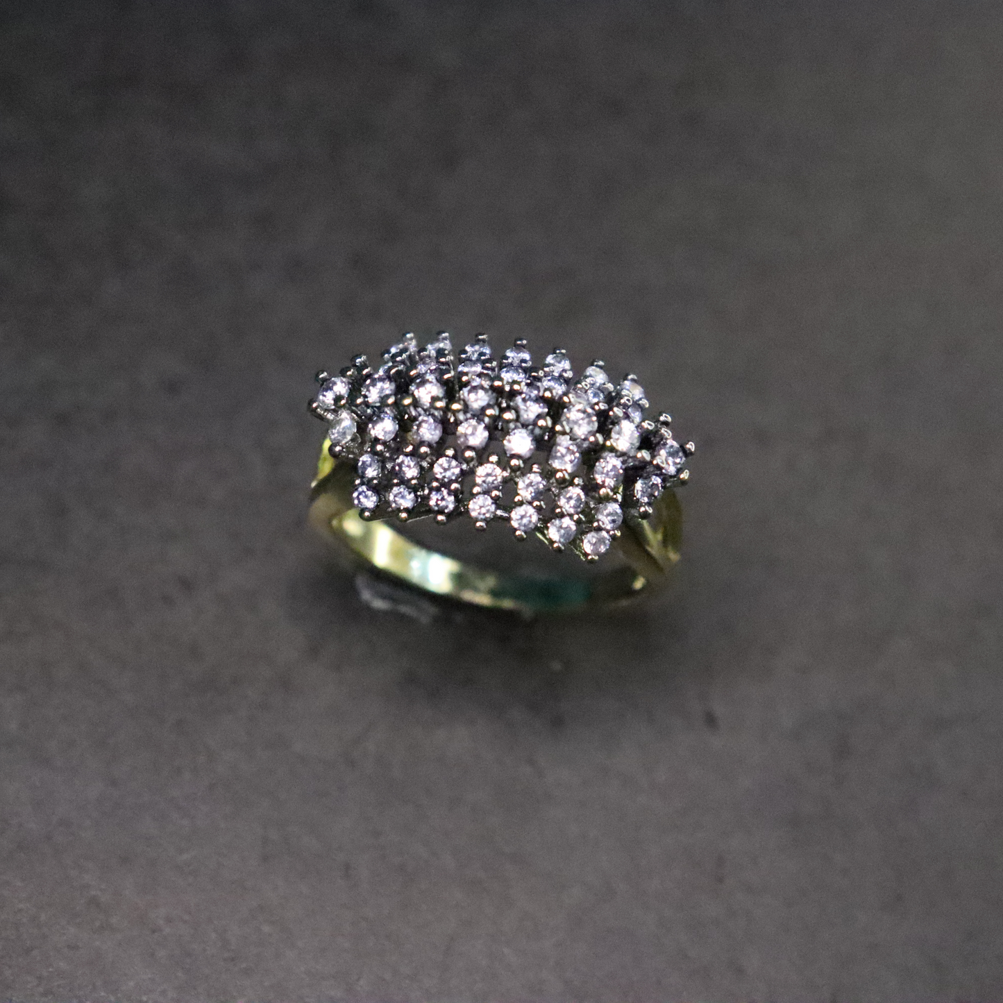 Linear Sparkle Ring | Oxidized Rhodium Finish | Gold-Plated