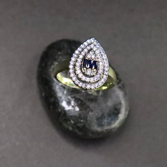 Blue Sapphire Water Drop | Oxidized Rhodium Finish | Gold-Plated