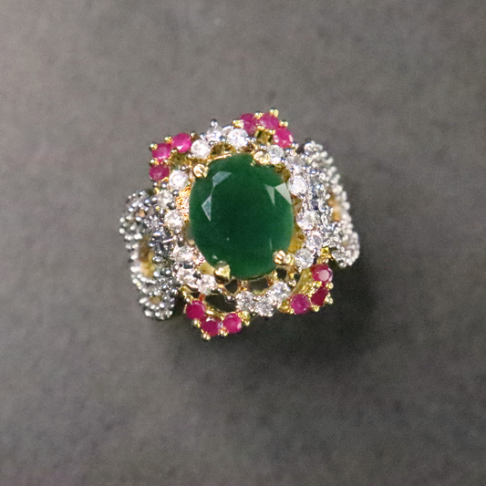 Green Onyx | Gold and Rhodium Plated
