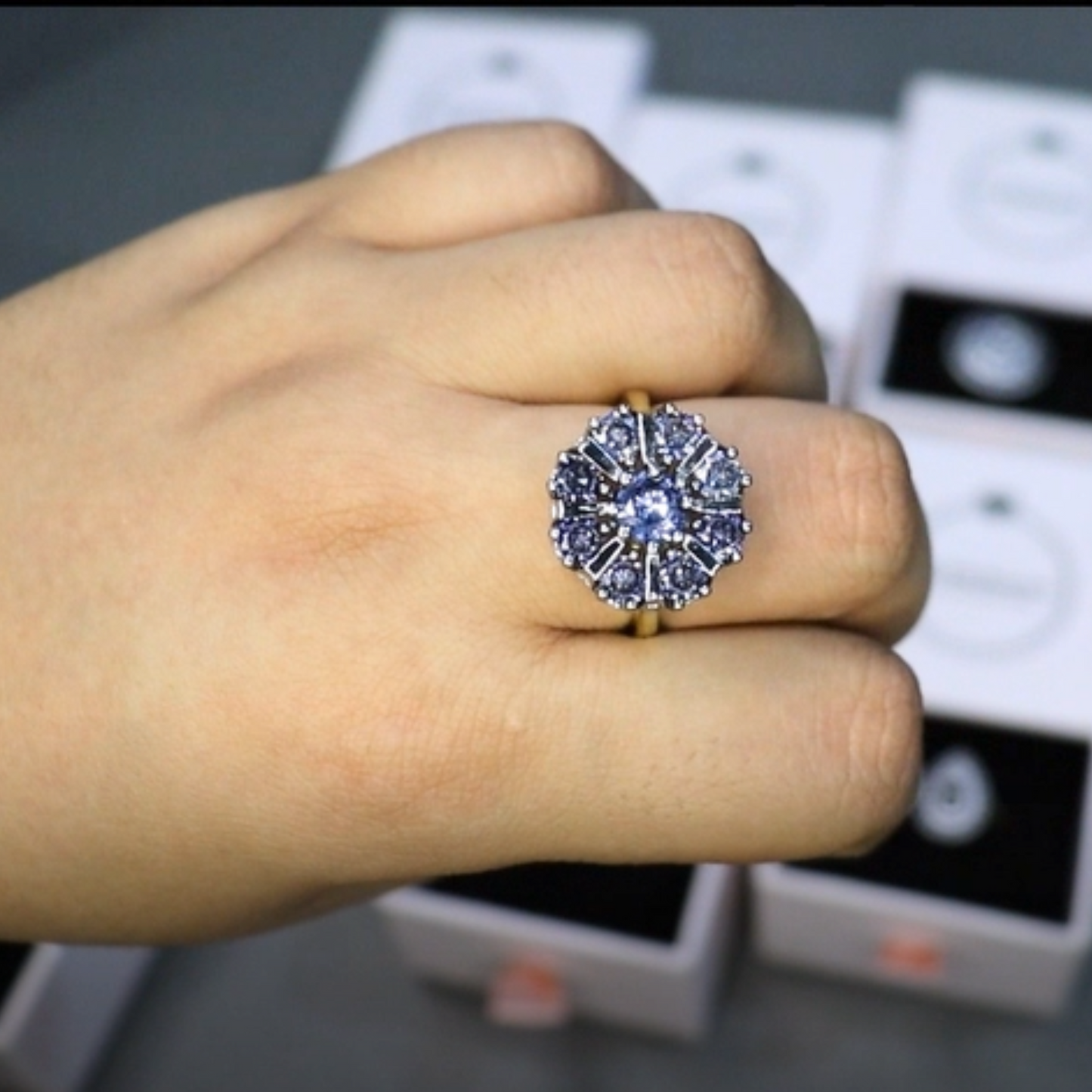 Dewdrop Blossom | Oxidized Rhodium Finish | Gold-Plated